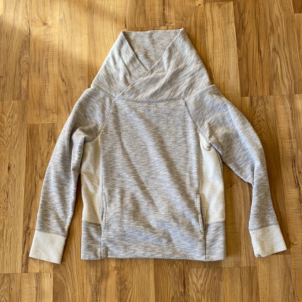 Cowl neck terry knit sweatshirt
